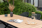 Panama Dark Rectangular Table and 6 Nassau Black Aluminum