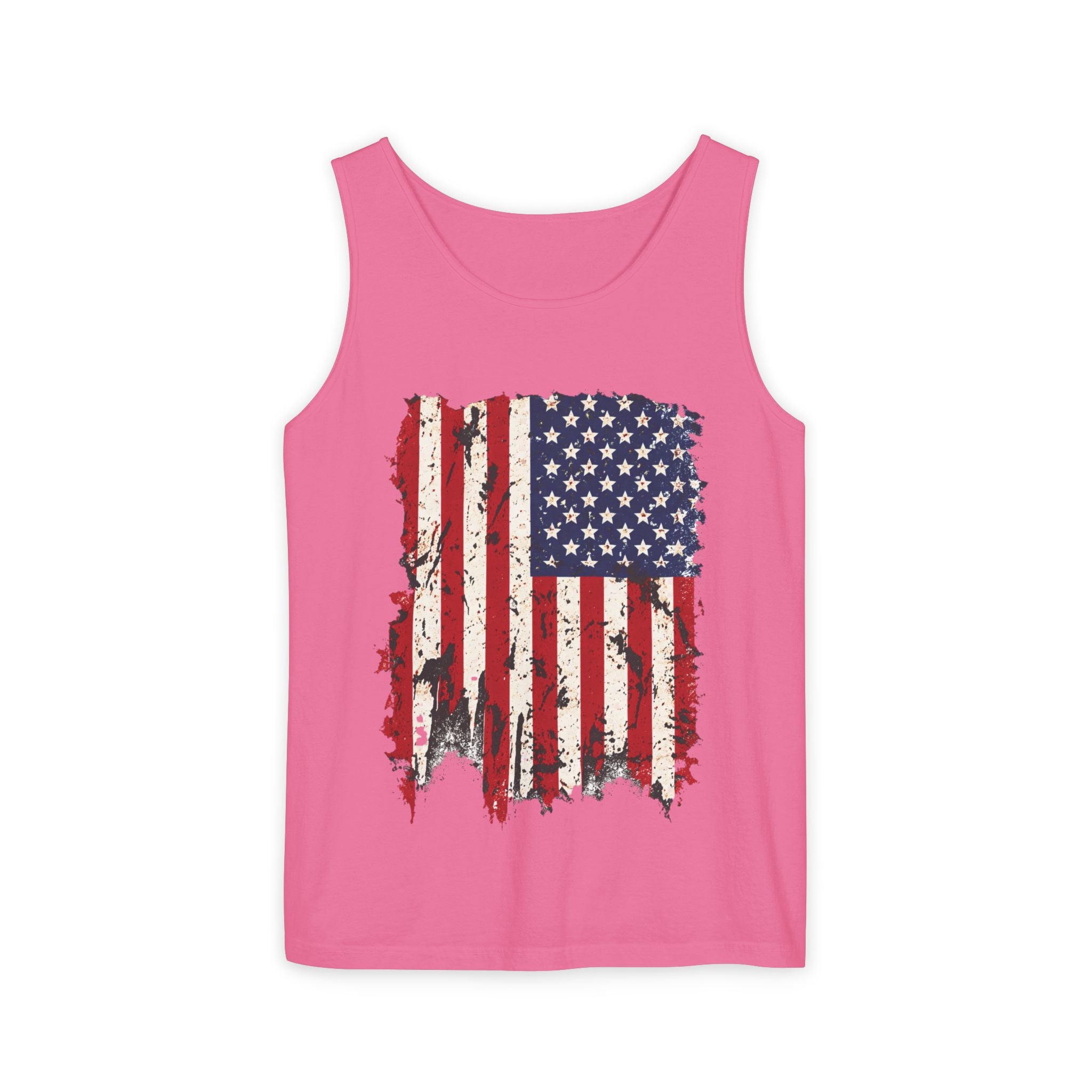 Distressed American Flag Tank Top  Patriotic USA Sleeveless Shirt for 4th of July Summer and Everyday Wear