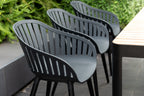 Portals Dark Rectangular Teak Table and 6 Nassau Black Aluminum Dining Set