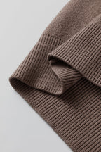 Camel Asymmetric Leopard Print Detail Drop Shoulder Sweater