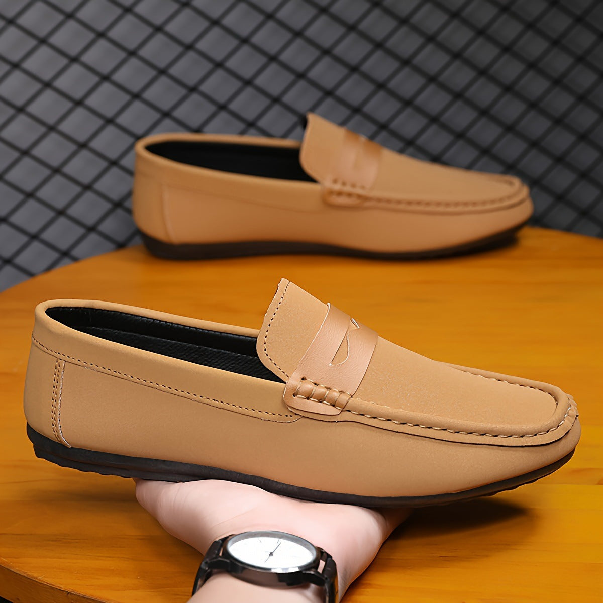 Men's Solid Color Canvas Penny Loafers