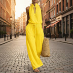 Women's Cotton Linen Sleeveless Top & Wide-Leg Pants Two-Piece Set
