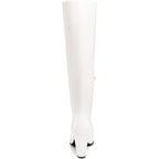 New Dream Pairs Women Size 8.5 White Faux Leather 3" Heel Knee High Boots w Flaw