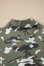Green Camo Chest Pockets Loose Jean Jacket