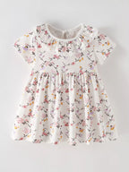 Children's Floral Print Ruffle Collar Dress