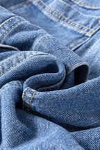 Blue Stripe Washed Oversized Pocketed Denim Jacket