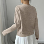 Women's Elegant Floral Sweater - Crew Neck Long Sleeve Casual Pullover