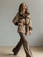 Women’s Vintage PU Leather Jacket – Lamb Fur Lined Autumn Winter Coat