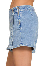 Zenana Wrap Front Skort Denim Shorts