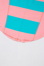 Light Blue Colorblock Drop Sleeve Round Neck Top