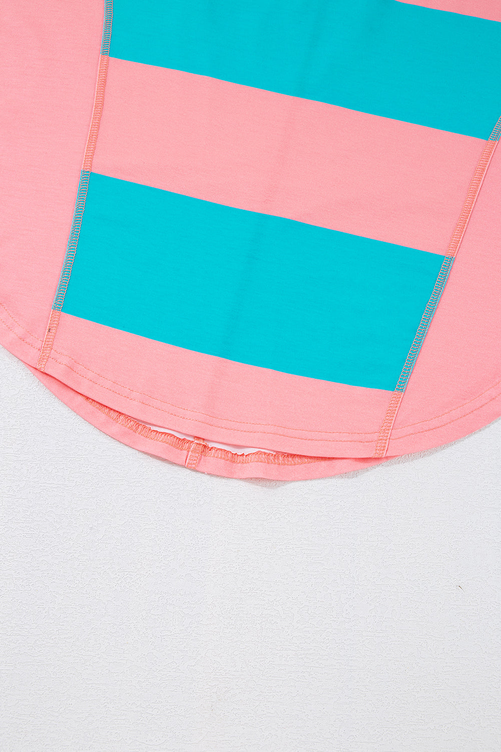Light Blue Colorblock Drop Sleeve Round Neck Top