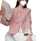 Short Womens Coat With Spring And Autumn Hanstyle Frogbutton Detailing