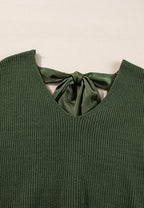 Tied Back V-Neck Long Sleeve Sweater