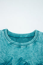 High-rise saved by grace Letter Embroidery Mineral Wash Loose Sweatshirt
