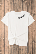 White mama Heart Print Crew Neck T Shirt