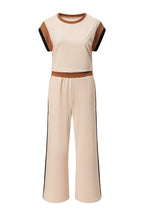 Sky Blue Color Block Detail Casual Two-piece Outfit