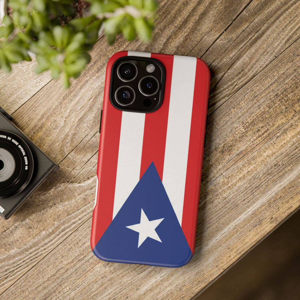 Puerto Rico Flag Tough Phone Case Patriotic Red & White Stripe Design