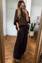 Red Stripe 3/4 Draped Sleeve Slouchy Sweater