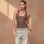 Women's Sequin Deep V-Neck Strappy Tank Top – 3 Colors S–L