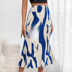 Women's Zebra Print Pleated Skirt – Irregular Hem & Side Slit