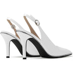 Zamikoo Womens Size 12 White 3.5" Heels Slingback Closed Pointed Toe Shoes