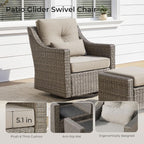 2 Piece Patio Wicker Chairs Set With 360 Degree Rocking Swivel Outdoor Rattan Thick Cushions For Backyard