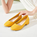 Hash Bubbie Womens Size 5 Yellow 1.5" Block Heel Closed Toe Slip On Shoes