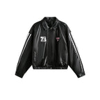Women's Street Black Lace Love Number Embroidered Lapel Jacket