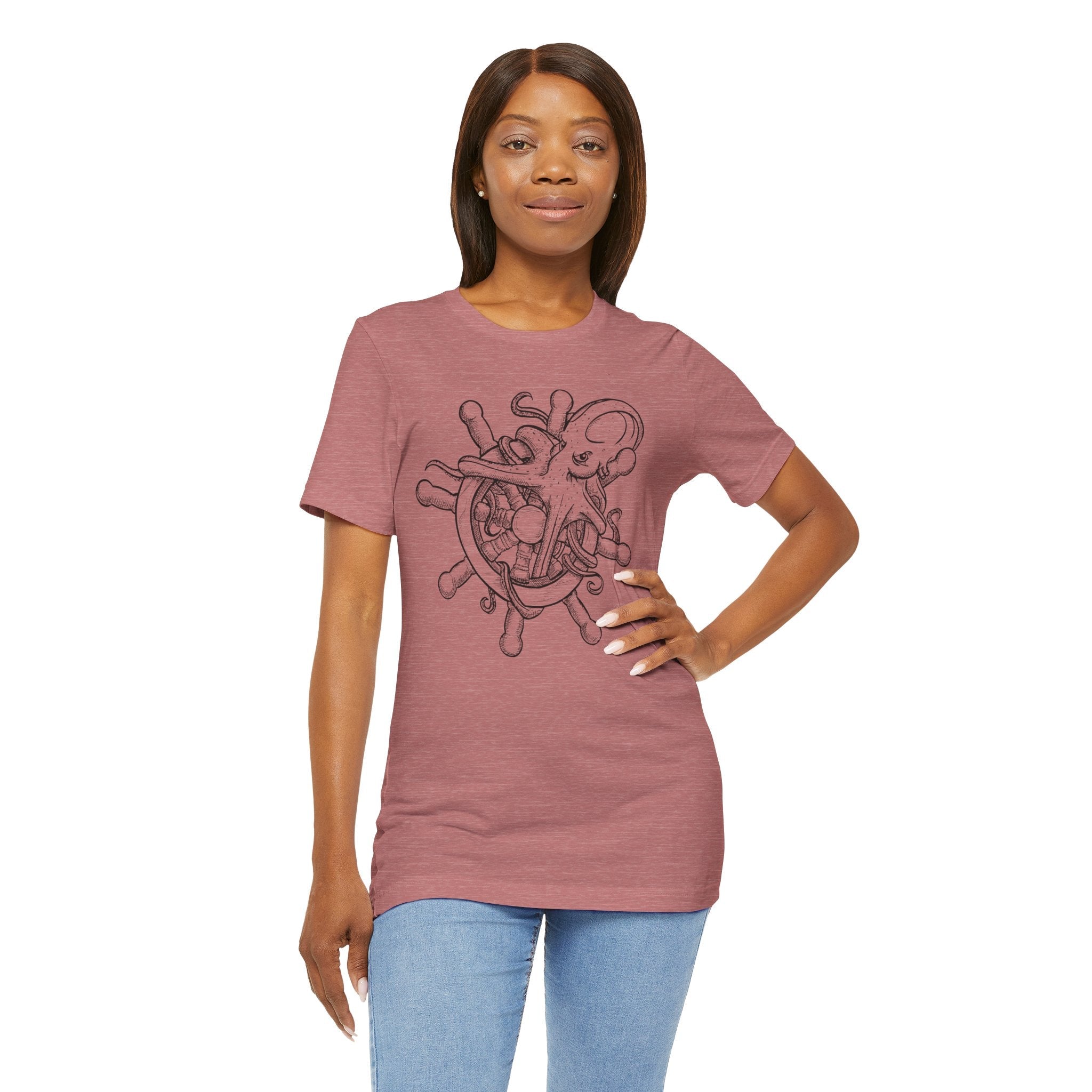 Nautical Octopus Tee, Unisex Short Sleeve Shirt, Ocean Lover Gift, Sea Life T-Shirt, Marine Adventure Apparel, Beach Vibes Wear