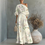 Women's Printed Off-Shoulder Top & Pants Two-Piece Set – 4 Prints S–4XL