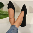 Bow Knitted Loafers Ins Fashion Pointed-toed Flats Shoes For Women