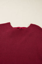 Jet Stream Ribbed Knit Ribbon Knot Backless Drop Shoulder Sweater