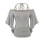 Women's Retro Off-the-Shoulder Beaded Halter Neck Top