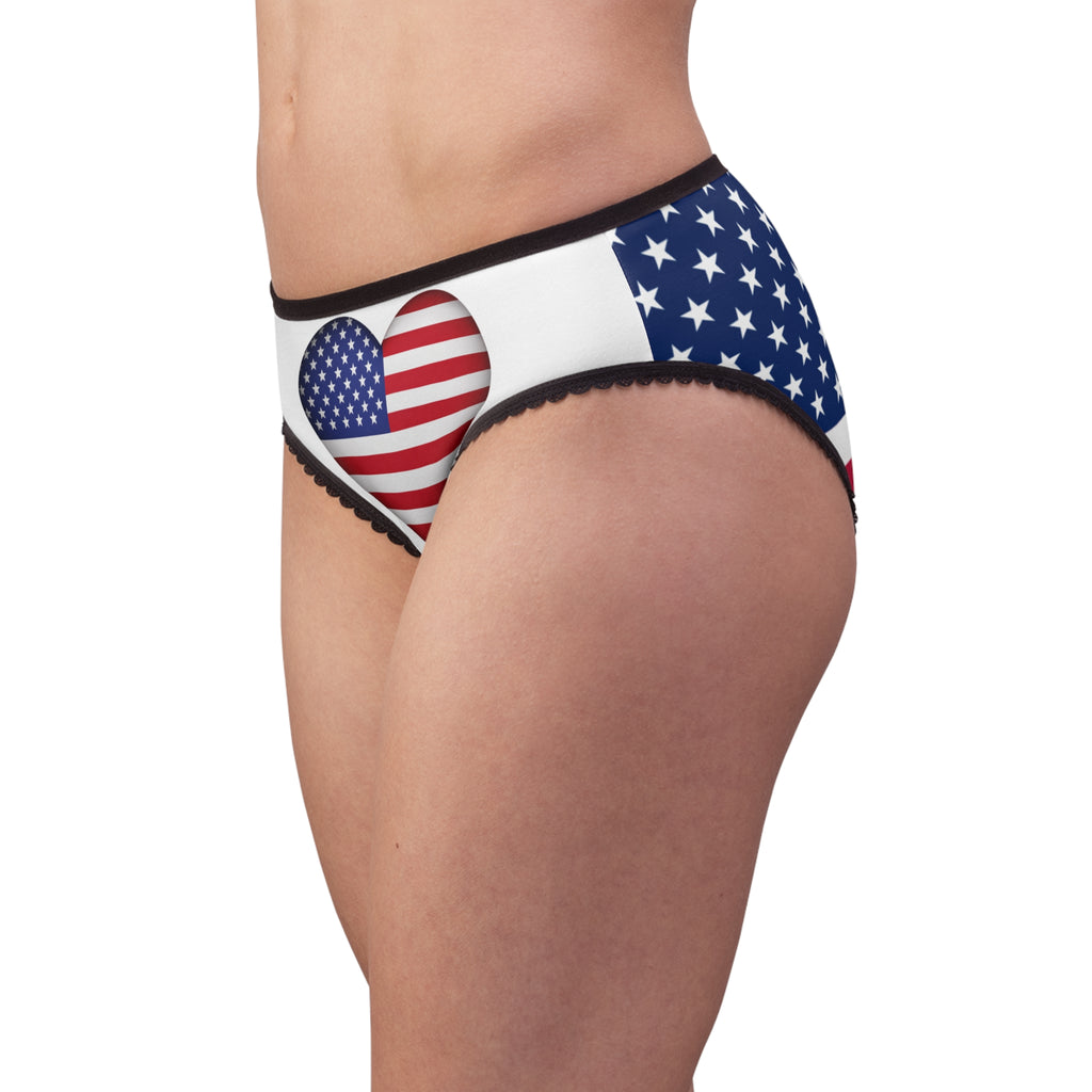 Patriotic American Flag Women's Briefs  Heart Flag Design
