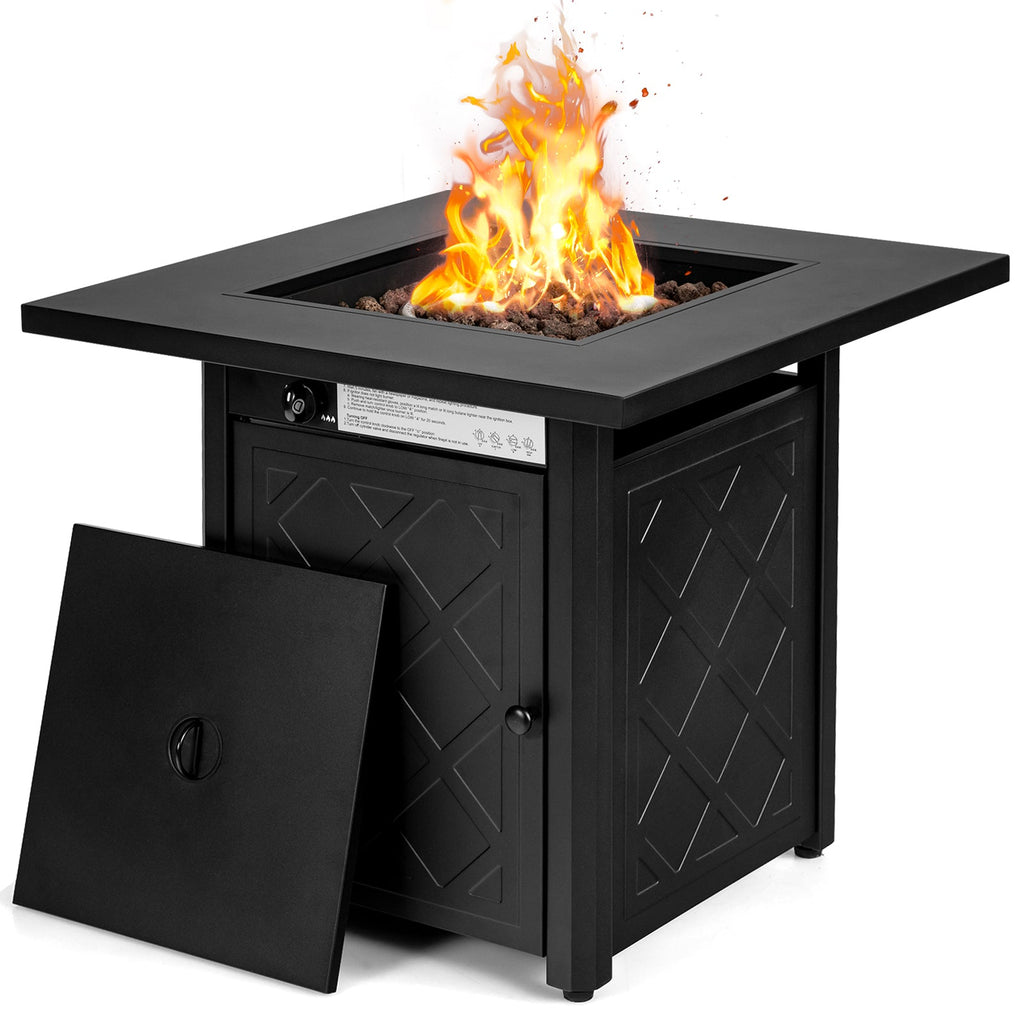 7 Pieces Patio Furniture Set with 28 Inches 50000 BTU Propane Gas Fire Pit Table