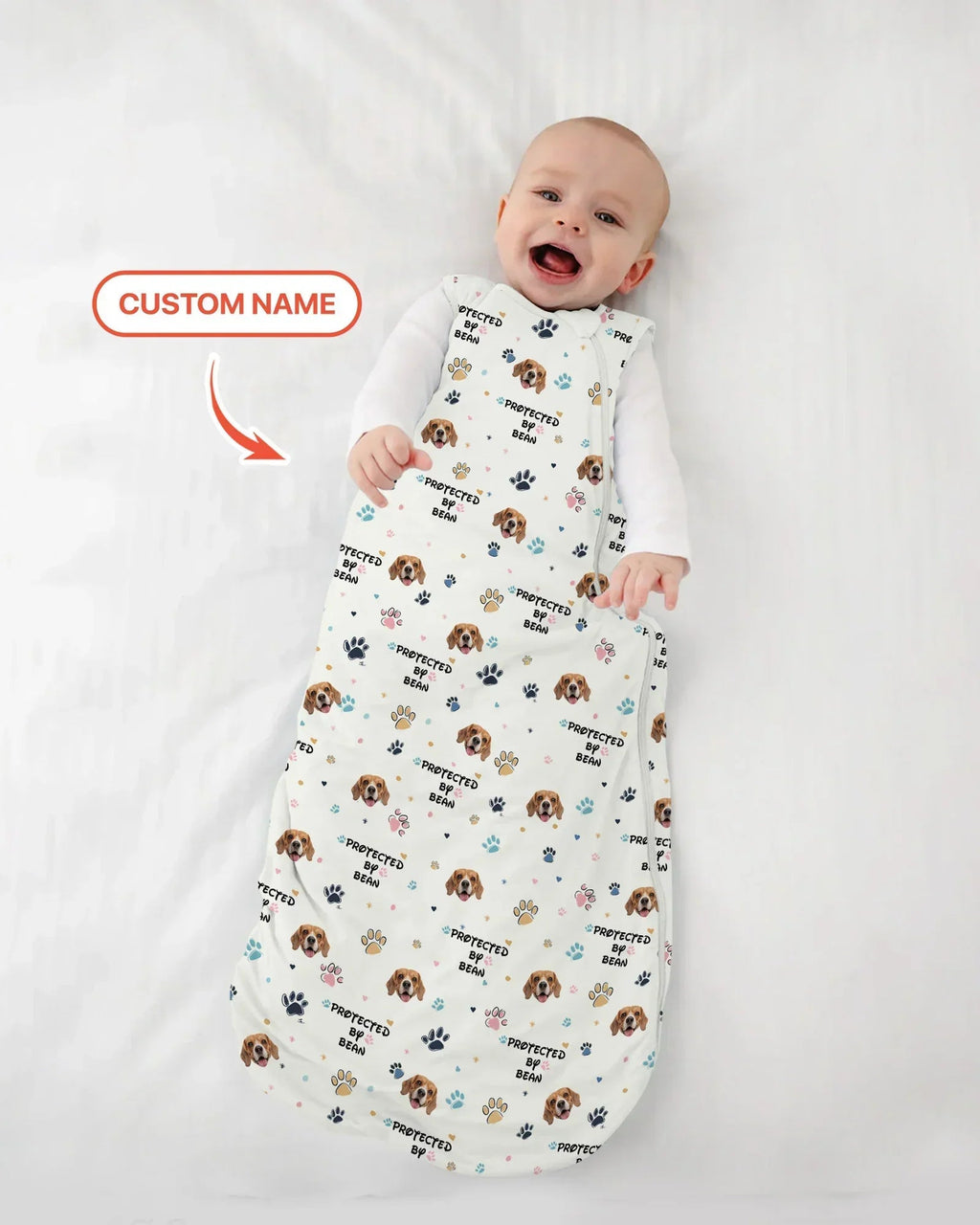 Custom Dog Photo Pattern Protected By Bamboo Sleep Bag