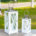 17.5''&24.5'' H Metal Decorative Candle Holders Rustic Hanging Lantern(Set of 2)
