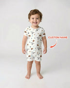 Custom Dog Photo Pattern "Protected By" Bamboo Shorty Zippered Romper