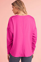 Light Blue Colorblock Drop Sleeve Round Neck Top