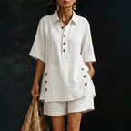 Short-Sleeve Shirt & Loose Pants Two-Piece Set – 4 Colors, S–5XL