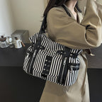 Plaid Crossbody Bag with Rivet Details