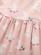 Children's Cute Bunny Print Flutter Sleeve Dress