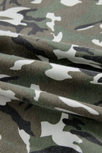 Green Camo Chest Pockets Loose Jean Jacket
