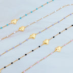 Dainty Color Dots Chain Heart Bracelet