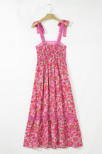Rose Floral Lace Tied Strap Empire Waist Maxi Dress