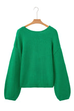 Black Bow Backless Bubble Sleeve Sweater