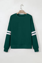 Coffee Varsity Striped Detail Drop Shoulder Oversized Sweatshirt