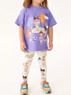 Children's Soccer Graphic Tee and Printed Leggings Set