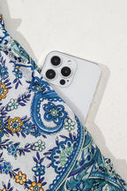 Blue Bohemian Paisley Floral V Neck Short Sleeve Mini Dress