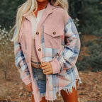 Women's Notch Lapel Check Print Long Sleeve Shirt